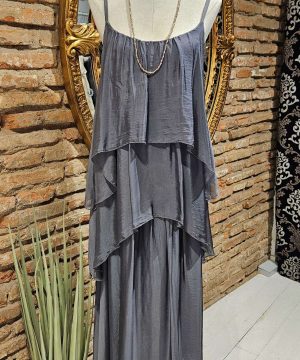 VESTIDO SEDA TIRANTES DOS VOLANTES