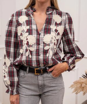 CAMISA CUADROS FLORES